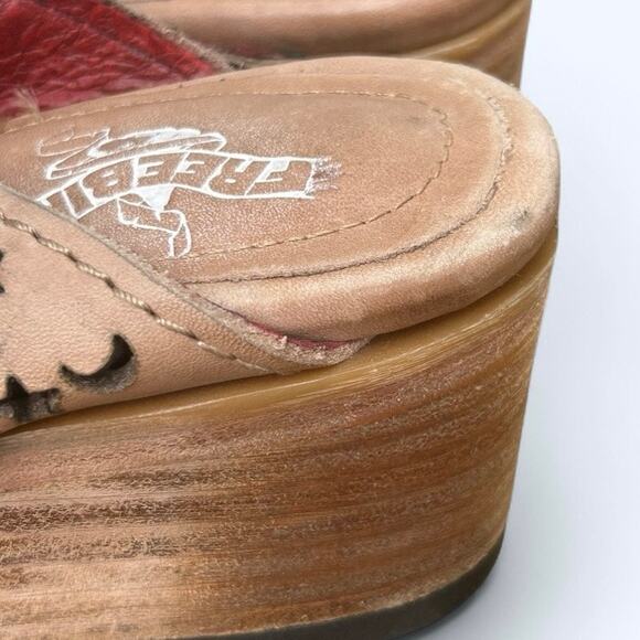 Freebird by Steven Block Heel Slide Leather Sandals Moonstar Ice womens 10 M Tan - Picture 5 of 13